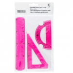 Set of rulers 3 items: ruler, triangle, protractor - image-0